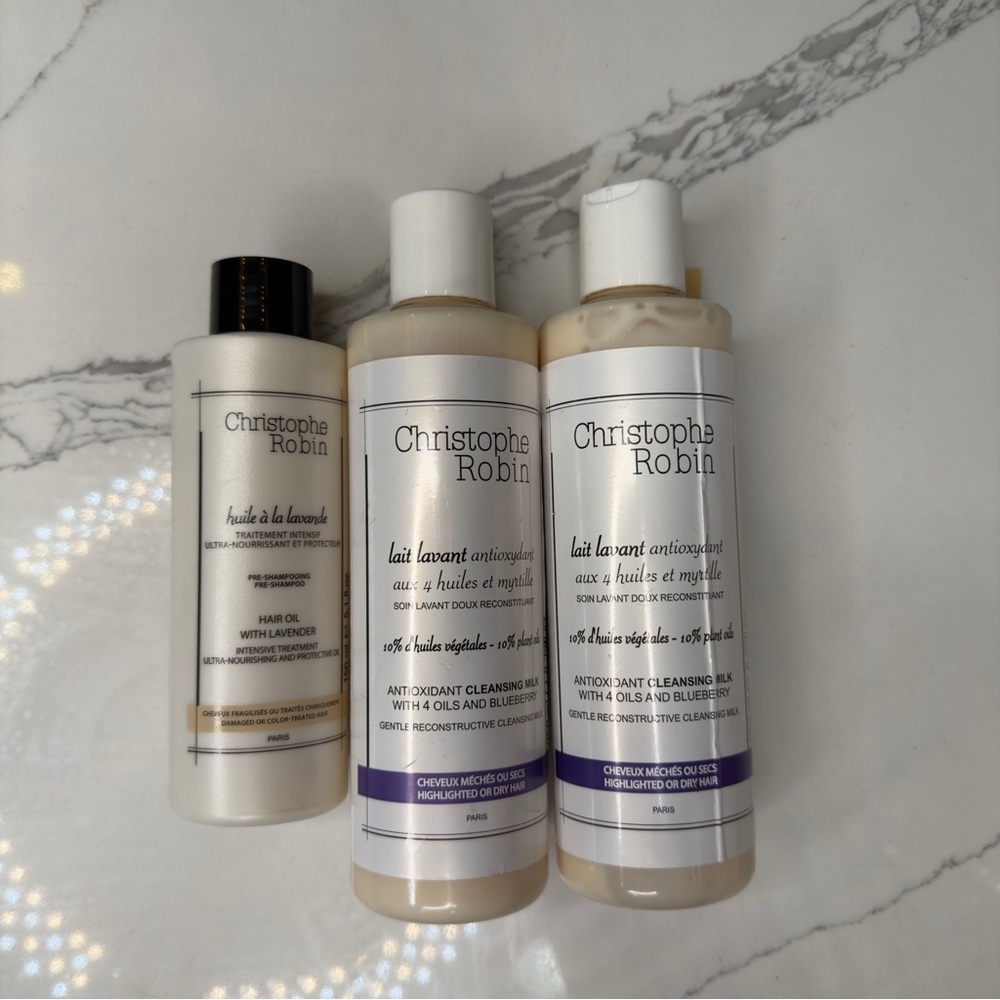 Christophe Robin Antioxidant Cleansing Milk + Hair Oil - 3 Pcs - New